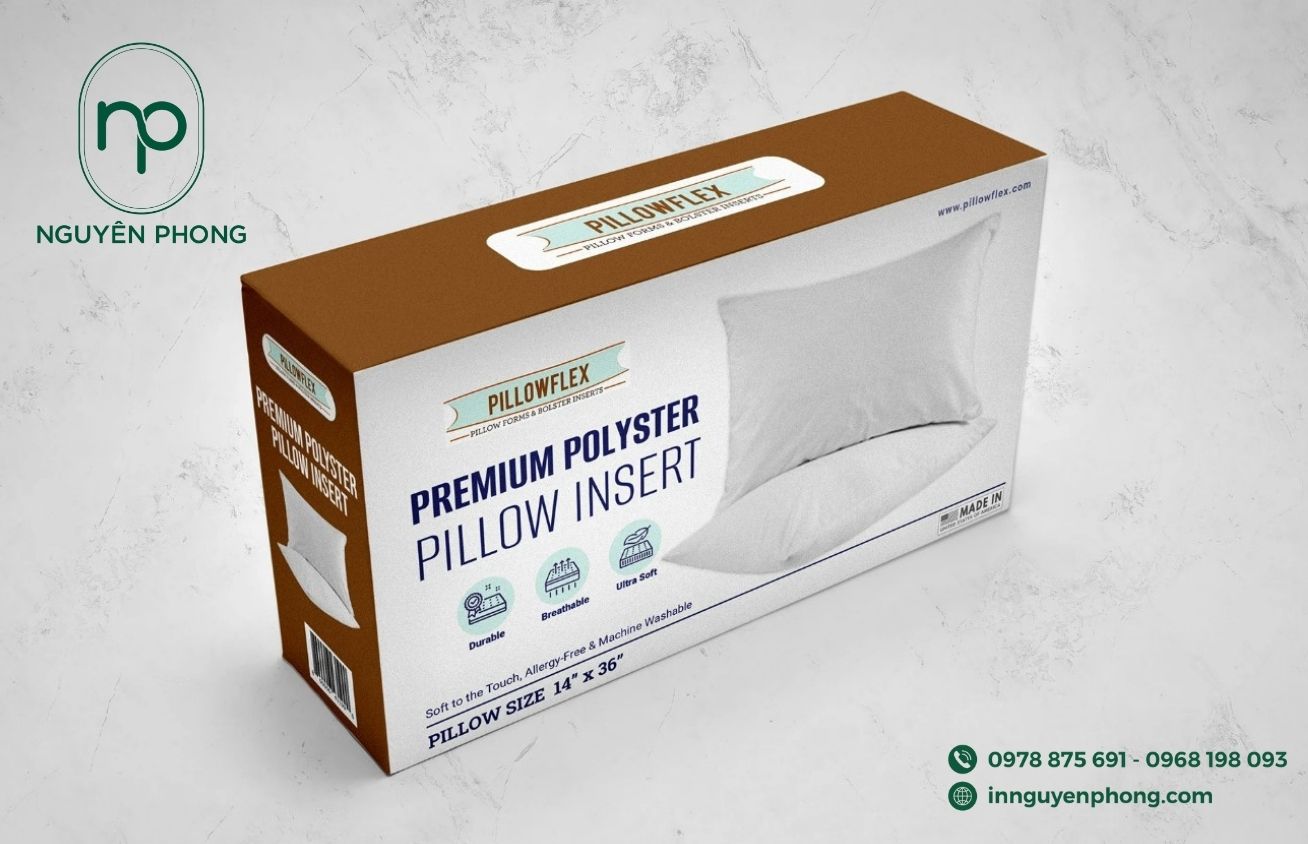 Mẫu hộp giấy đựng gối tiêu chuẩn